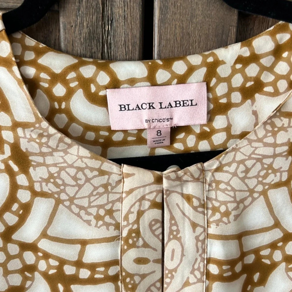 Chicos Black Label Satin Tunic Dress Silk Blend Long Sleeve Size 8 - Picture 3 of 8